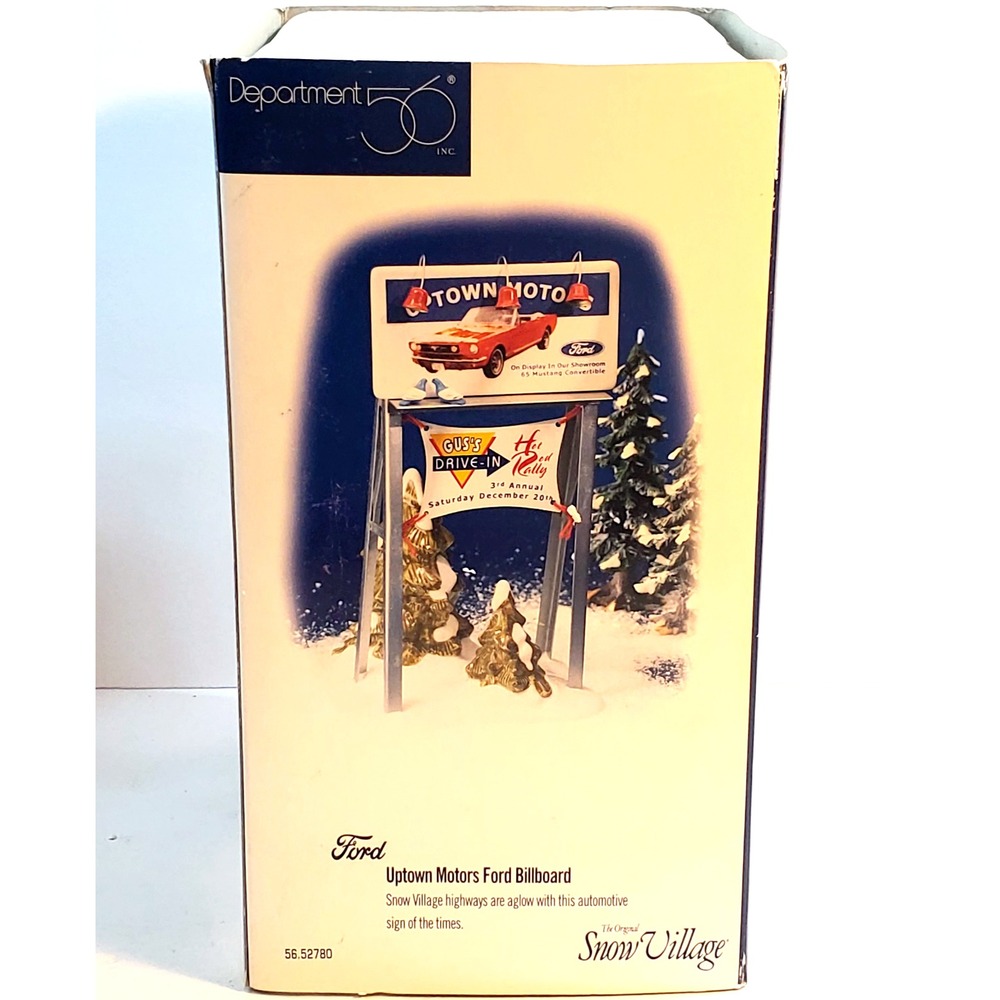 Department 56 Snow Village Accessory Ford Uptown Motors Sign Hot Rod Rally 52780